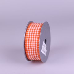 Tkaná stuha s kostkovaným vzorem 4cm/dl.10m - oranž