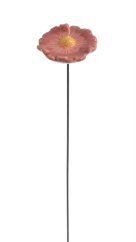 Dekorace keramický kvítek na drátku, .(5,5cm⌀x2,2cmH) 30cmH - zápich