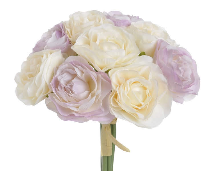 Svazek umělých ranunculusů Ø květu 6 cm, dl.20 cm - 9 ks
