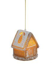 Vánoční dekorace domek jako z perníku s LED osvětlením .6cmLx6cmWx7cmH - závěs