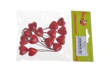 Dekorace ve tvaru srdce na drátku, srdce 2cm, dl. celkem 6 cm - 12 kusů