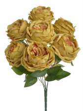 Kytice umělých růží s listy, květ Ø 9cm/celkem dl. 43cm