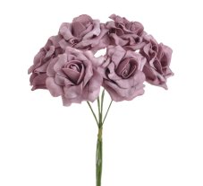 Hlavička pěnové růžičky na drátku Ø 6cm, drátek 25cm - 6ks