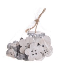 Jarní dekorace dřevěný kvítek/knoflík 2,5-7cm - 18ks výsek