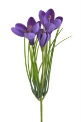 Umělá jarní květina - svazek krokusů 3 květy s listy dl. 30cm - zápich
