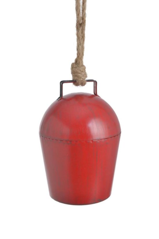 Dekorace 3D kovový kravský zvoneček (11cmLx17,5cmH) 32cmH - závěs