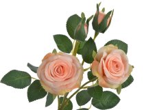 Umělá rozkvetlá růže 2 květy + 2 poupata,  květ Ø 6,5cm, dl.49cm