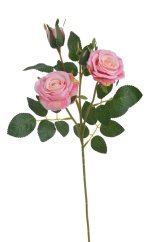 Umělá rozkvetlá růže 2 květy + 2 poupata, květ Ø 6,5cm, dl.49cm