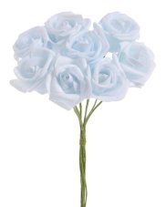 Svazek hlaviček pěnových růží na drátku Ø6cm/dl.25cm - 8ks