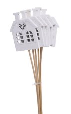 Vánoční dekorace domky zápich 7cm/35cm - 6ks
