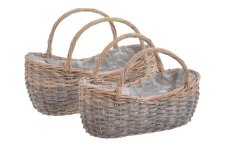 Proutěné košíky s uchem 31 a 38 cm – sada 2 ks, přírodní