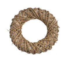 Věnec pletený z plochého ratanu a provázku na kov. konstrukci Ø 28 cm, H7 cm