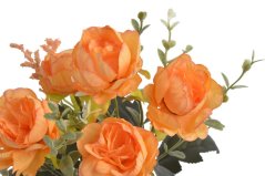 Kytice umělých růží s listy a doplňky, květ Ø 6cm/celkem dl. 30cm