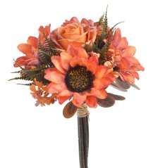 Kytice umělých květin s růží a slunečnicemi dl. 25cm