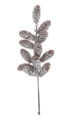 Zasněžená větvička s šiškami – 57 cm