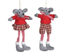 Dekorace plyšová myš 2 druhy - 32cmH - závěs