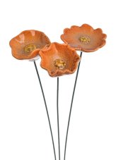 Dekorace keramický kvítek na drátku (5,1cmL x 4,9cmW x 2,9cmH)