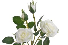 Umělá rozkvetlá růže 2 květy + 2 poupata,  květ Ø 6,5cm, dl.49cm