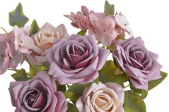 Kytice umělých rozkvetlých růží a hortenzií dl.celkem 44cm