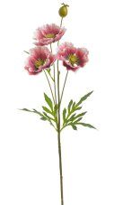 Umělý kvetoucí mák 3 květy, květ Ø 10cm, dl.69 cm