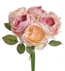 Růže s listy, svazek 6 stonků, dl. 28 cm, barva 06-40