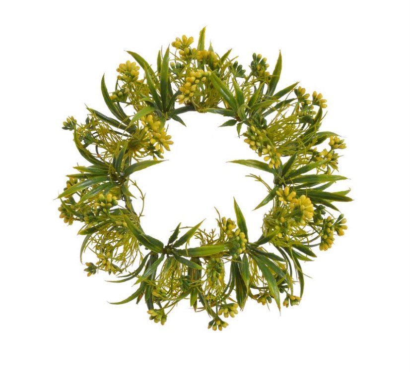 Věnec z umělých lístků a bobulí Ø 22cm