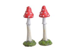 Vysoké muchomůrky v mechu 2 ks 2,5 x 2,5 x 7,9 cm
