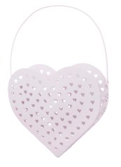 Plechový košík ve tvaru srdce 22 cm, barva PK