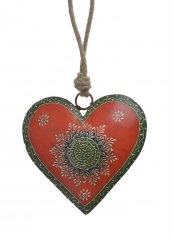 Dekorace - plechové barvené srdce s ornamenty 19x18cm..18,5cmLx4,5cmWx18cmH