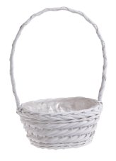 Proutěný košík s uchem bílý – Ø 25 × 39 cm