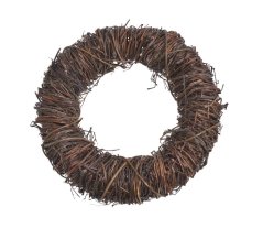 Věnec pletený z dvou druhů proutí na kovové konstrukci Ø 28 cm, H7,5 cm