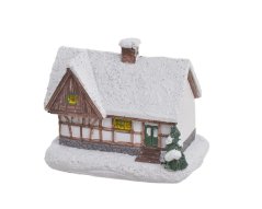 Dekorace zasněžený domek .8,5cmLx5,5cmWx7cmH.