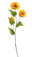 Umělá slunečnice 3 květy a listy, 81cm