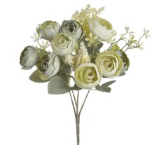 Kytice umělých ranunculusů s doplňky, květ Ø 4 cm, dl. 23cm