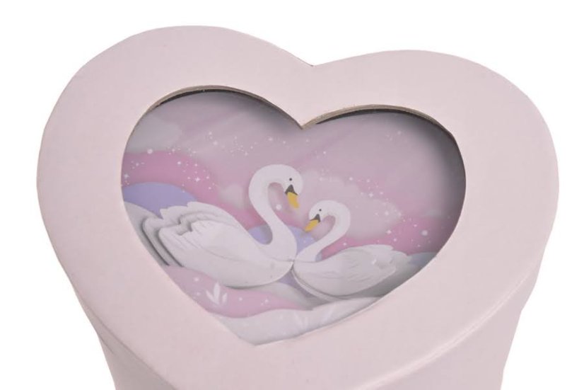 Dárkové krabičky ve tvaru srdce s poutkem 14,5x13xH11,8cm - 4 ks, mix barev