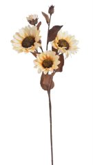 Umělá slunečnice s 3 květy, poupětem a listy, květ Ø 11 cm, dl. 62 cm