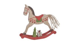 Dekorace dřevěný houpací kůn 19cmLx3,3cmWx18cmH