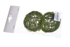 Dekorace proutěné hnízdo s umělým mechem 7,5cm∅, 1,5cmH - 2ks