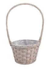 Dekorace proutěný košík s uchem a igelitovou výstelkou 25cm∅ x 48cmH