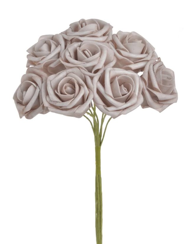 Svazek hlaviček pěnových růží na drátku Ø6cm/dl.25cm - 8ks