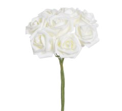 Svazek pěnových růží 6 cm na drátku, drátek 20 cm - 8 ks