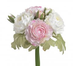 Kytice umělých ranunculusů, 7 květů a 3 poupata, květ Ø 8cm dl.celkem 25cm