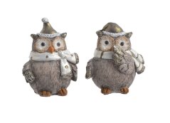 Dekorace sova s šálou mix - stojící H6cm