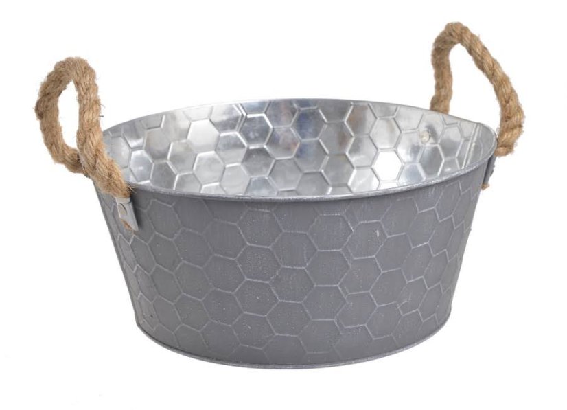 Plechová nádoba s úchyty Ø 24,5cm/14cm x 11cmH.