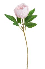 Umělá pivoňka na stonku s listy, hlavička jako živá, hlavička Ø 9cm, dl.58cm