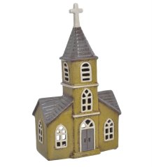 Keramický kostel - svícen na light svíčku 16cmL8,5cmWx30cmH