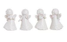 Dekorace anděl porcelánový 6cmLx5cmWx9,5cmH - 4 druhy
