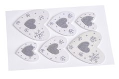 Dekorace dřevěné nálepky srdíčka 3-5cm tl.2 mm - 6ks