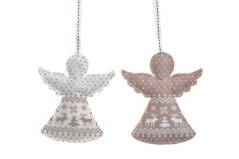 Dekorace filcový závěs ve tvaru anděla 10cmLx1cmWx12cmH - 2ks