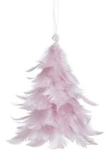 Vánoční dekorace - stromeček z barveného peří - závěs 15cmH